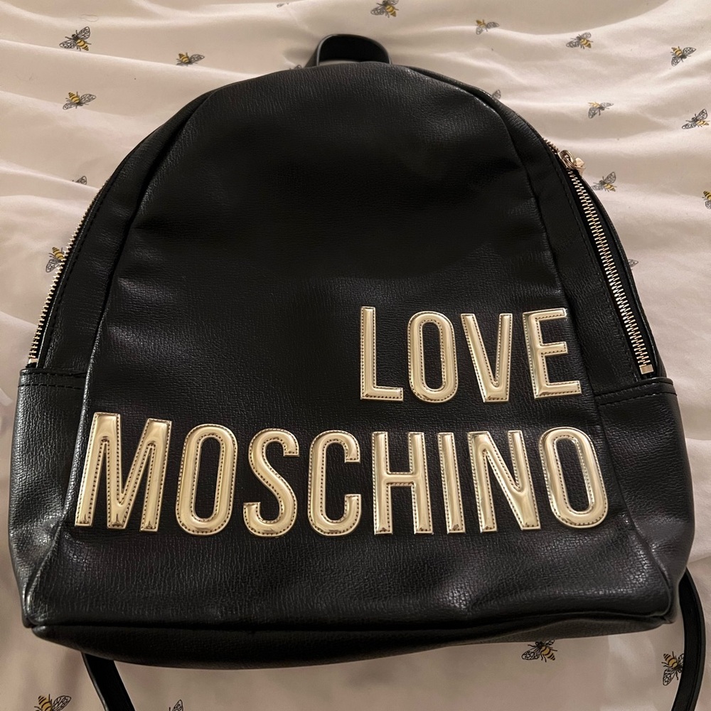 Love Moschino Black Leather Backpack